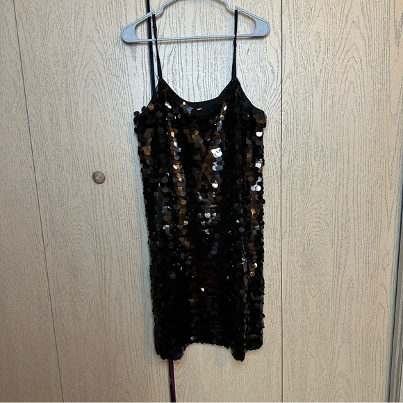 A New Day Black Sequined Spaghetti Strap Dress XXL NEW - Picture 2 of 7
